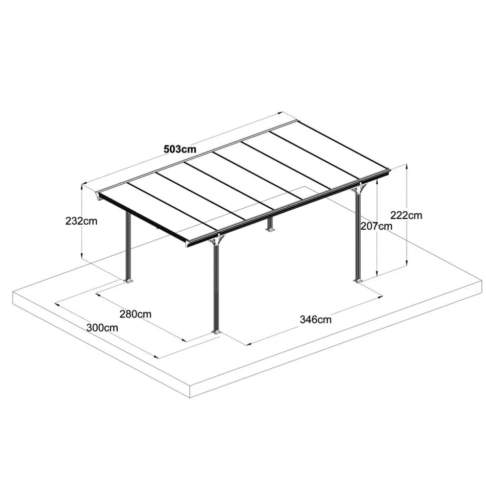 Einzelcarport 'Eco' anthrazit 503 x 300 x 232 cm