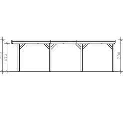Einzelcarport 'Grunewald' 321 x 796 cm nussbaumfarben mit EPDM-dach
