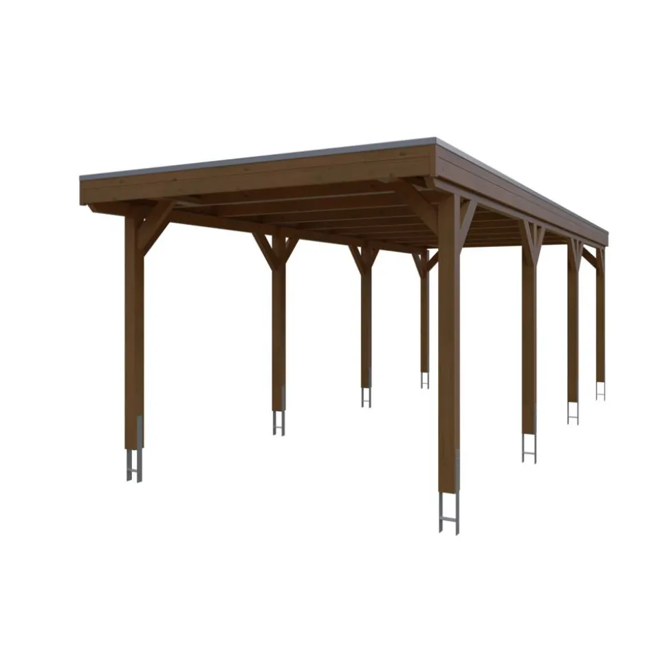 Einzelcarport 'Grunewald' 321 x 796 cm nussbaumfarben mit EPDM-dach