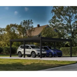 Einzelcarport 'Oslo' anthrazit 607,5 x 596,5 cm Polycarbonat grau
