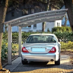 Einzelcarport 'Portoforte Typ 80 SC' edelstahlfarben 270 x 495 x 298 cm