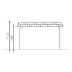 Einzelcarport 'Spreewald' 396 x 741 cm rote Blende KDI imprägniert