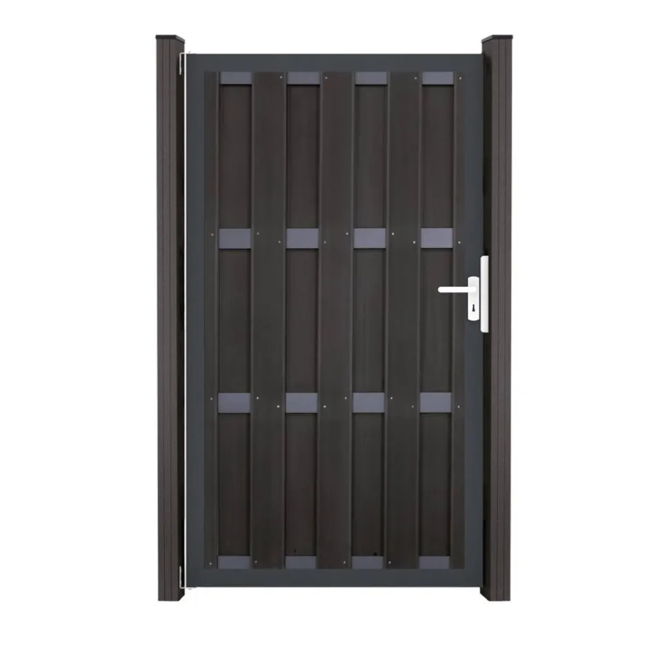 Einzeltor 'Fertigzaun' BPC/Aluminium DIN links anthrazit 100 x 180 x 4 cm
