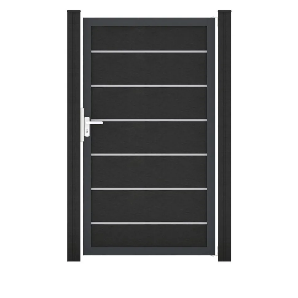 Einzeltor 'Solid Grande Premium' BPC/Aluminium Universal DIN anthrazitgrau/anthrazit 100 x 180 cm