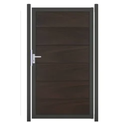 Einzeltor 'Viento' BPC/Aluminium Universal DIN walnussfarben/anthrazit 100 x 180 cm