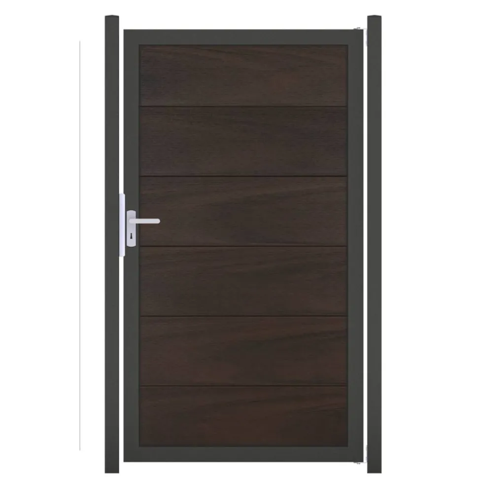 Einzeltor 'Viento' BPC/Aluminium Universal DIN walnussfarben/anthrazit 100 x 180 cm