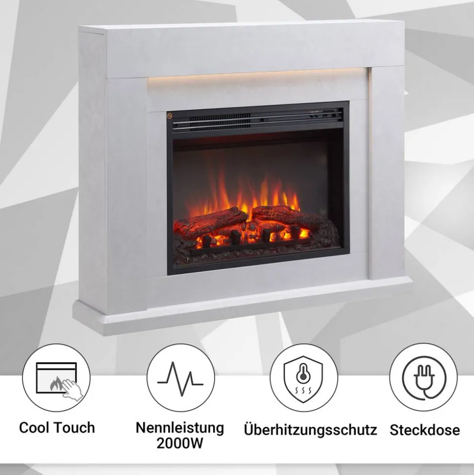 Elektrokamin 'Apollon' betongrau 2 kW