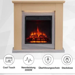 Elektrokamin 'Pandora' helle Eiche 2 kW