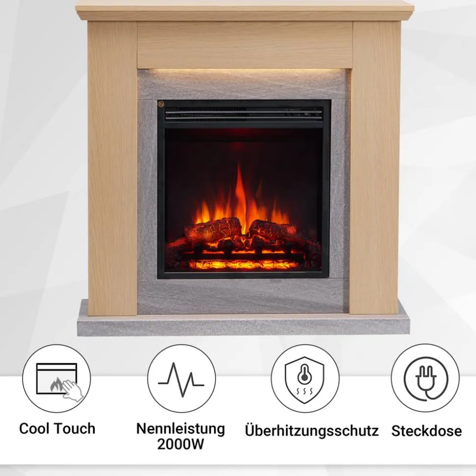 Elektrokamin 'Pandora' helle Eiche 2 kW
