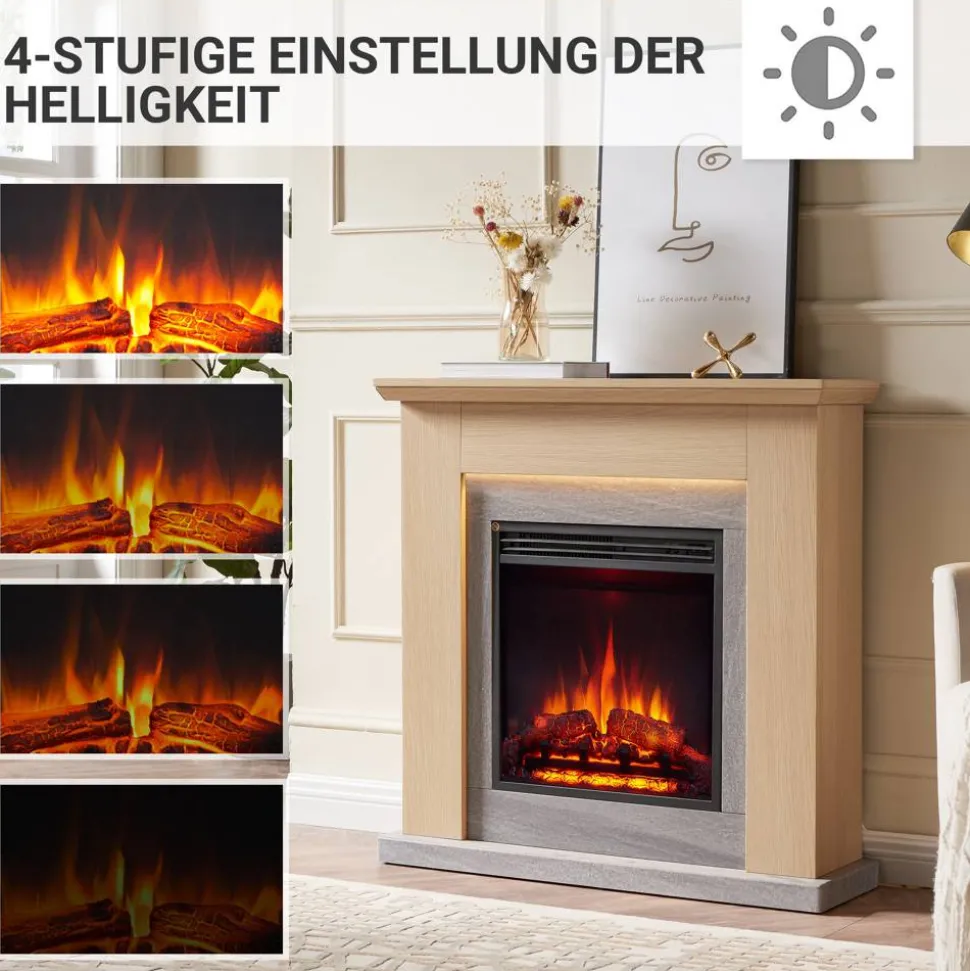 Elektrokamin 'Pandora' helle Eiche 2 kW