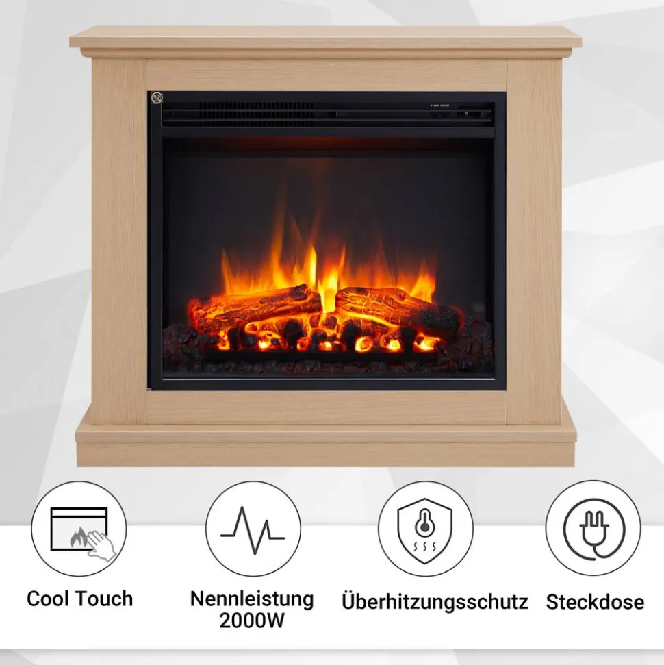 Elektrokamin 'Phanos' helle Eiche 2 kW