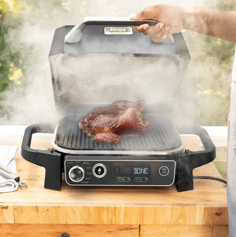Elektro-Outdoor-Grill und Smoker 'Woodfire' schwarz 2400 W 46 x 34 x 46 cm