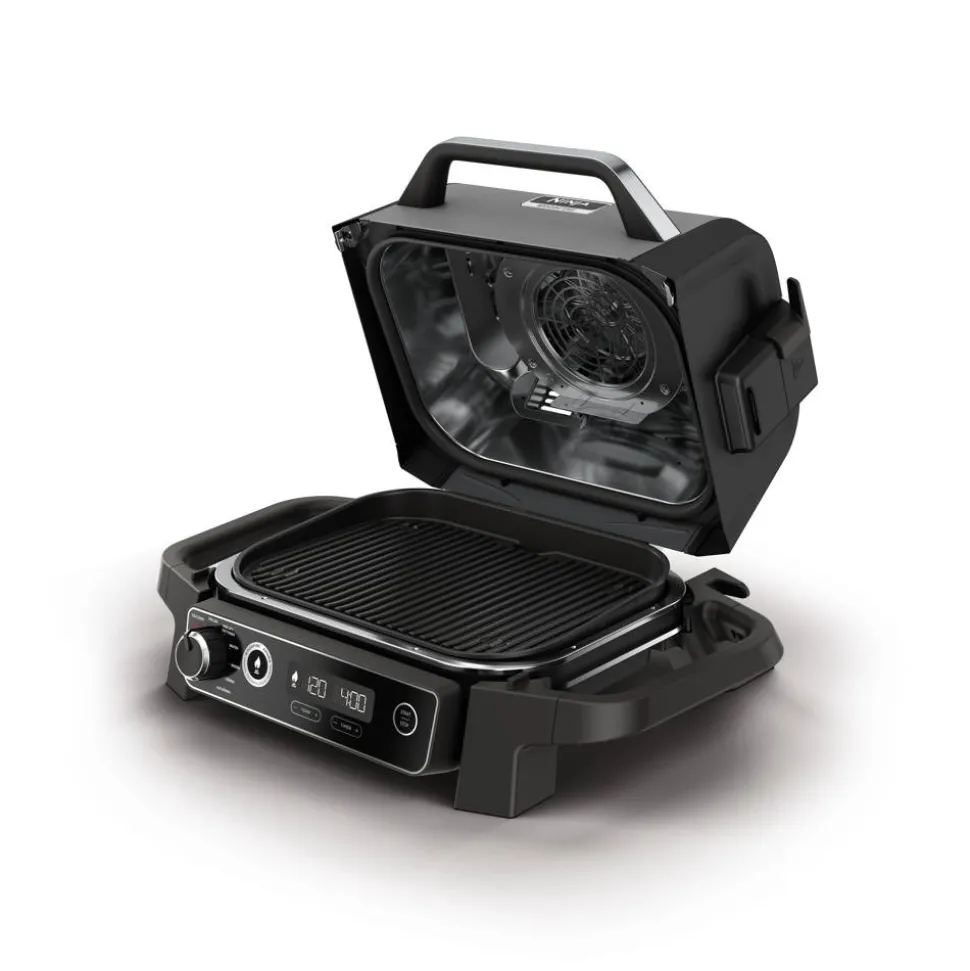 Elektro-Outdoor-Grill und Smoker 'Woodfire' schwarz 2400 W 46 x 34 x 46 cm