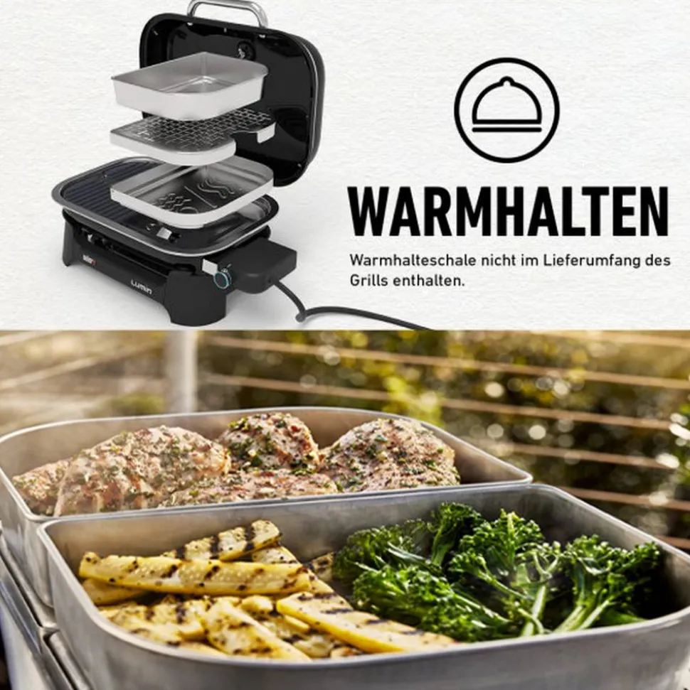 Elektro-Tischgrill 'Lumin' schwarz 2200 W