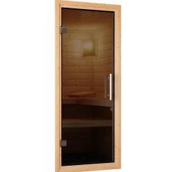 Elementsauna 'Adora' naturbelassen mit graphitfarbener Tür 151 x 151 x 198 cm