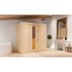 Elementsauna 'Aina' naturbelassen mit Energiespartür 196 x 118 x 198 cm