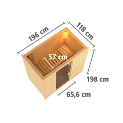 Elementsauna 'Aina' naturbelassen mit Energiespartür 196 x 118 x 198 cm
