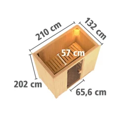 Elementsauna 'Aina' naturbelassen mit Kranz und Energiespartür 210 x 132 x 202 cm