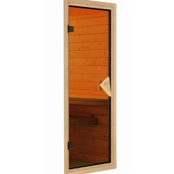 Elementsauna 'Ana 3' naturbelassen mit bronzierter Tür 231 x 196 x 198 cm