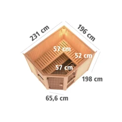 Elementsauna 'Ana 3' naturbelassen mit bronzierter Tür 231 x 196 x 198 cm