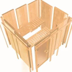 Elementsauna 'Beatriz' naturbelassen 9 kW Bio-Ofen mit externe Steuerung 170 x 151 x 198 cm