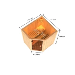 Elementsauna 'Beatriz' naturbelassen 9 kW Ofen integrierte Steuerung 170 x 151 x 198 cm