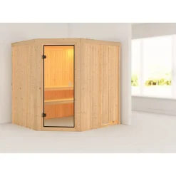 Elementsauna 'Berta' naturbelassen mit bronzierter Tür 196 x 178 x 198 cm