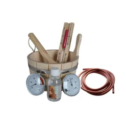 Elementsauna 'Halmstadt' natur 9 kW Bio-Ofen, Steuerung Easy, Glastür, Zubehörpaket 178 x 196 x 198 cm