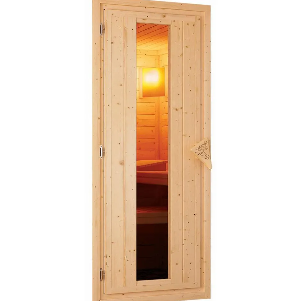 Elementsauna 'Valeria' naturbelassen mit Energiespartür 3,6 kW Ofen integrierte Steuerung 151 x 151 x 198 cm