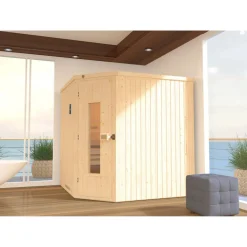 Elementsauna 'Varberg 3' 194 x 194 cm mit Holztür
