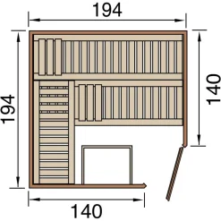 Elementsauna 'Varberg 3' 194 x 194 cm mit Holztür