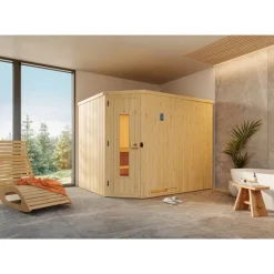 Elementsauna 'Varberg 4' 244 x 194 cm mit Massivholztür