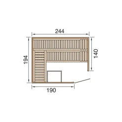 Elementsauna 'Varberg 4 Eck' weiß lasiert Glastür 244 x 194 x 199 cm, ohne Ofen
