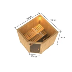 Elementsauna 'Varberg' natur 9 kW Bio-Ofen, Steuerung Easy, Glastür, Zubehörpaket 178 x 196 x 198 cm