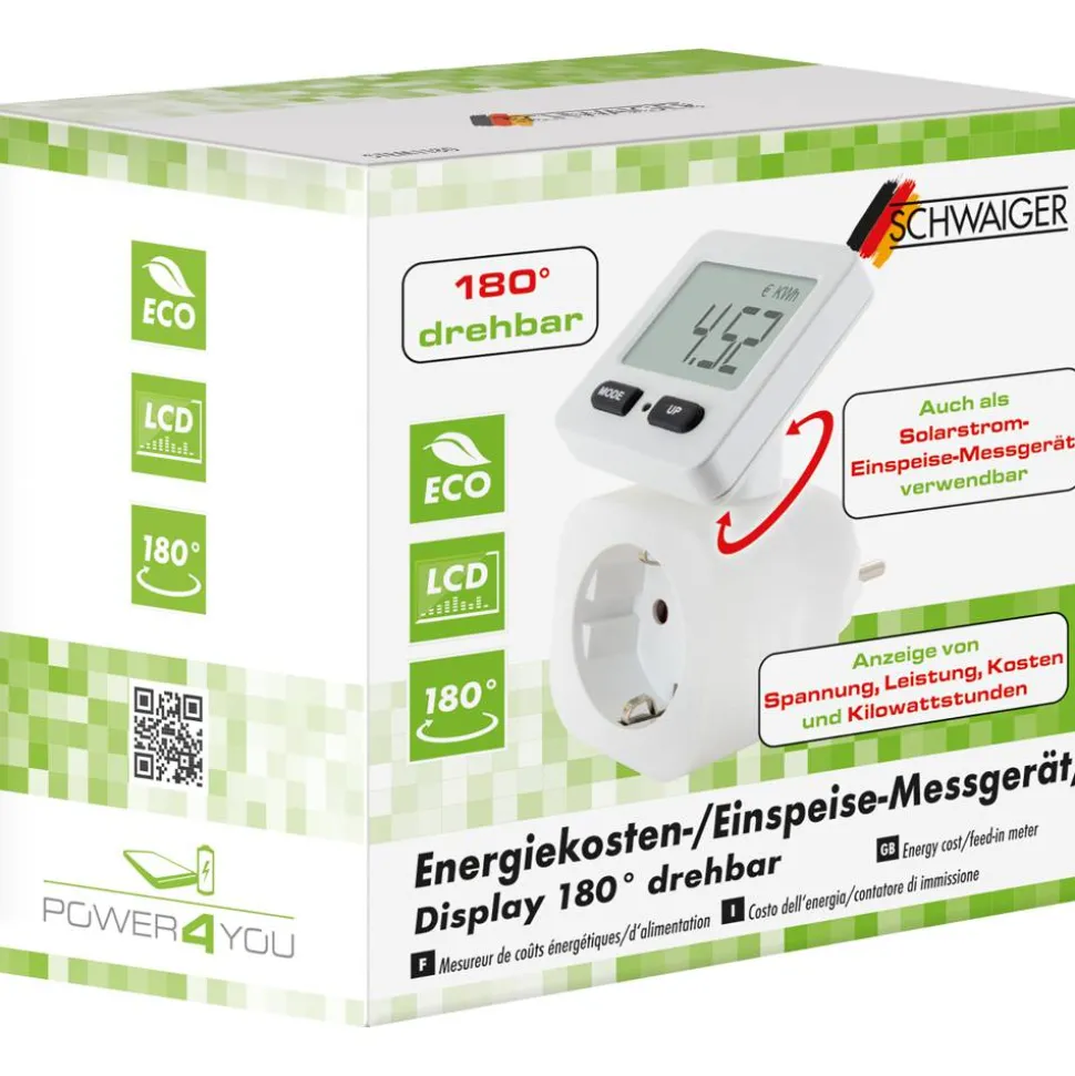 Energiekosten- und Einspeisemessgerät drehbar eckig