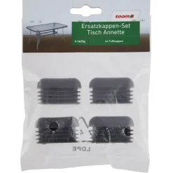 Ersatzkappenset für Gartentisch 'Annette' schwarz 4-teilig