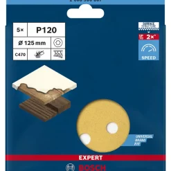 Exzenterschleifblatt 'Expert C470' Klett 8 Löcher Ø 125 mm G 120, 5-teilig