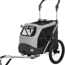 Fahrradanhänger Gr. M für Hunde bis 22 kg faltbar grau/schwarz 63 × 95/132 × 90 cm