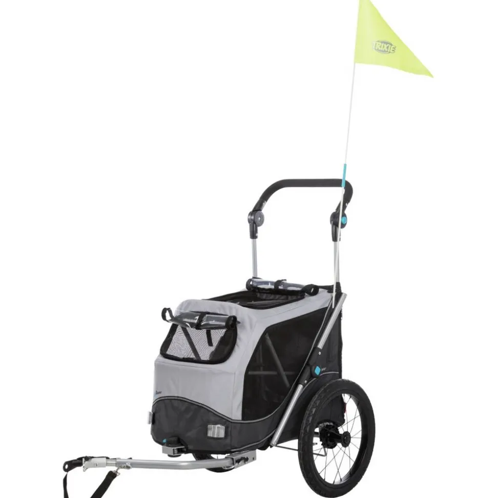 Fahrradanhänger Gr. S für Hunde bis 15 kg faltbar grau/schwarz 58 × 74/114 × 93 cm