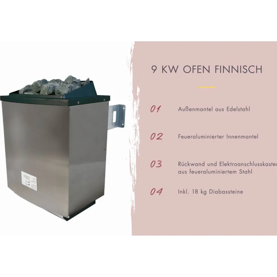 Fasshaus-Sauna 'Santo 2' asymmetrisch SET naturbelassen 9 kW Ofen externe Steuerung 219 x 295 x 244,5 cm