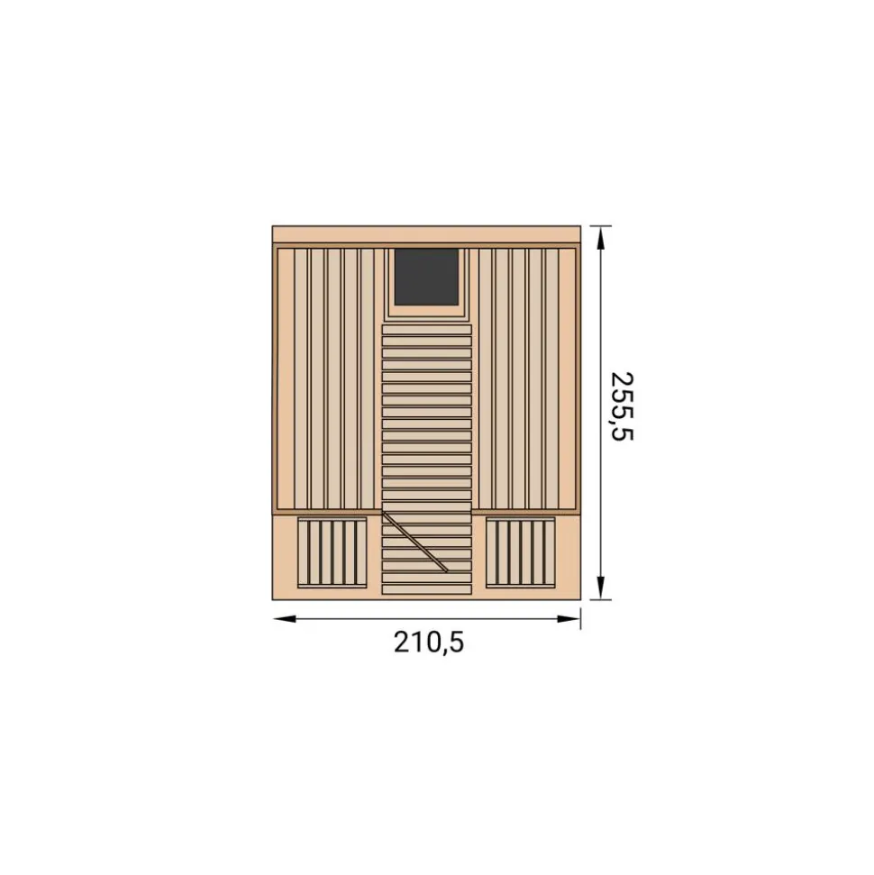 Fasssauna '198 Sparset 1', natur 9,0 kW Kompakt-Ofen Steuerung Glastür 210,5 x 255,5 x 217,5 cm