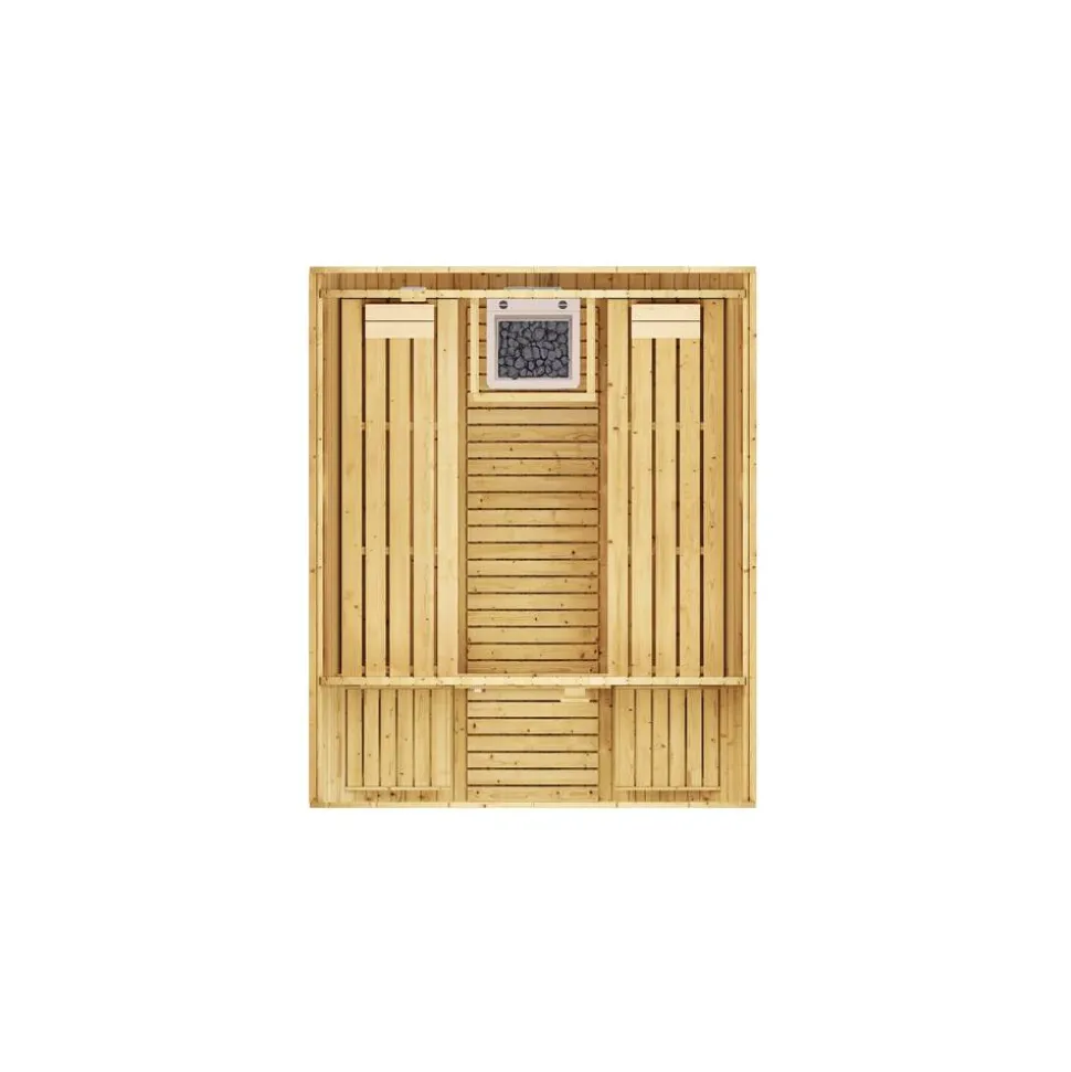 Fasssauna '198 Sparset 1', natur 9,0 kW Kompakt-Ofen Steuerung Glastür 210,5 x 255,5 x 217,5 cm