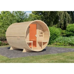 Fasssauna Größe 2 naturbelassen 225 x 295 x 229 cm