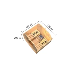 Fasssauna 'Sisco 1' naturbelassen 9 kW Ofen integrierte Steuerung 199 x 175 x 205 cm