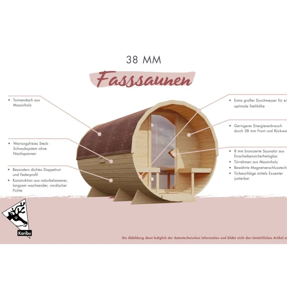Fasssauna 'Sisco 1' naturbelassen 199 x 175 x 205 cm
