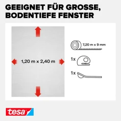 Fensterfliegengitter/Türfliegengitter 'Comfort' bodentief weiß 120 x 240 cm