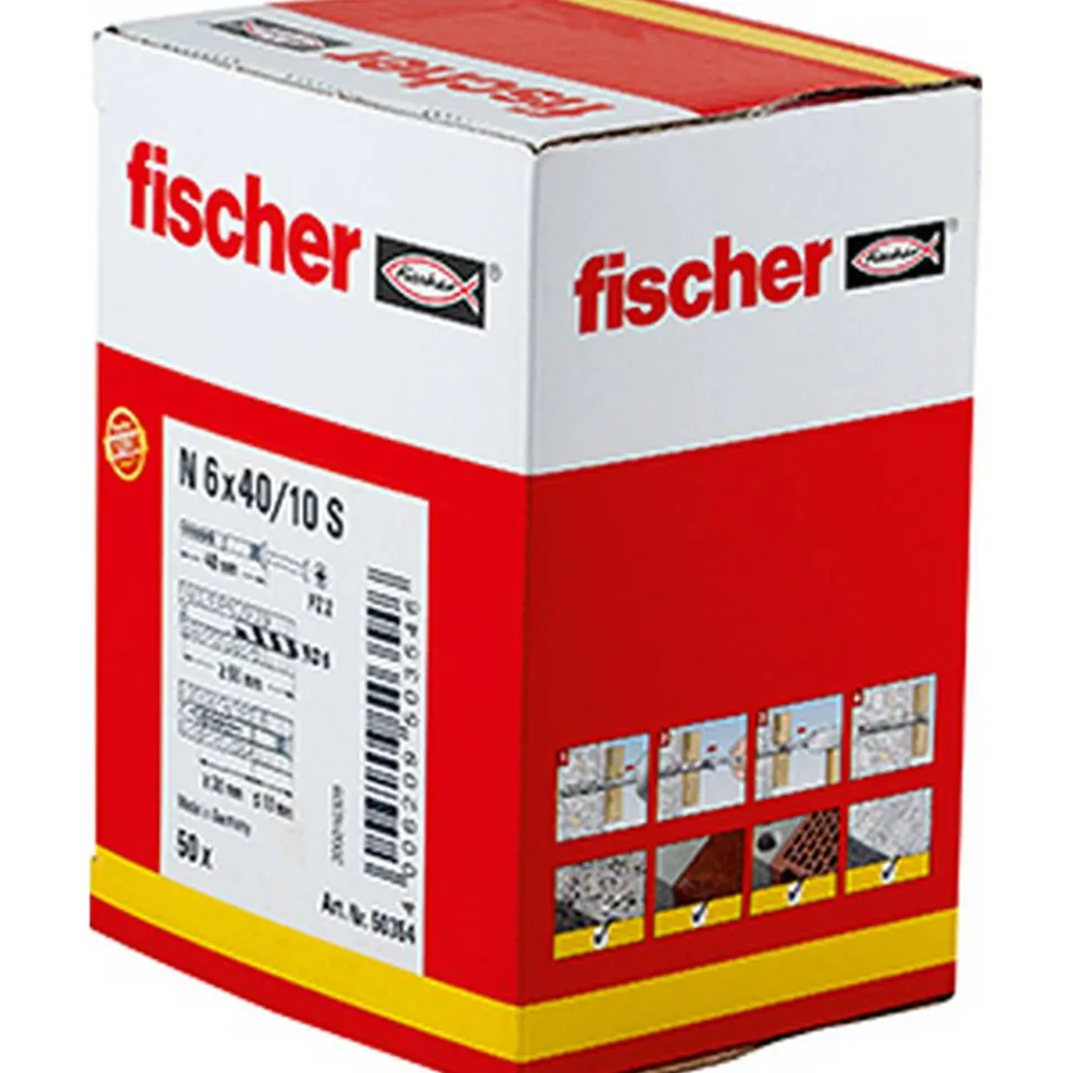 fischer Nageldübel N 6 x 40/10 S Senkkopf 50 Stück