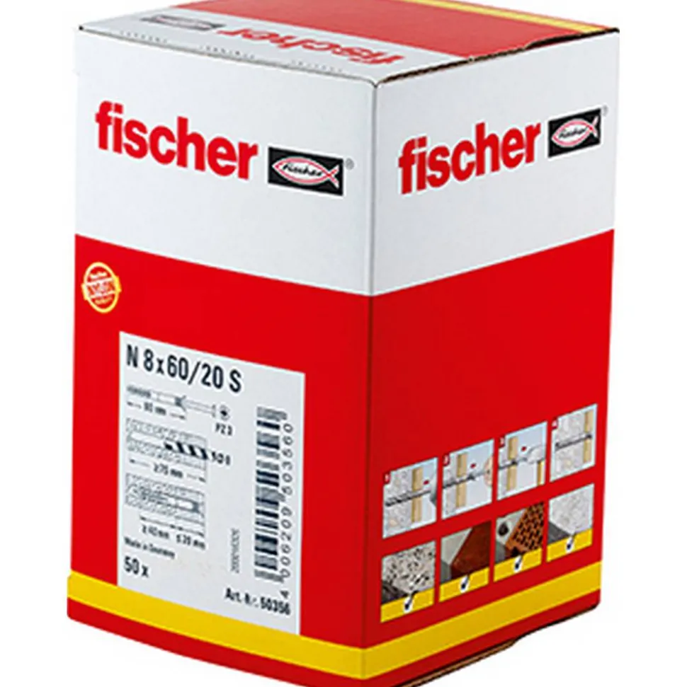 fischer Nageldübel N 8 x 60/20 S Senkkopf 50 Stück