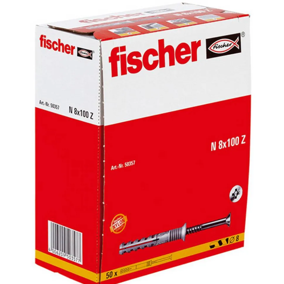 fischer Nageldübel N 8 x 100/60 S Senkkopf 50 Stück