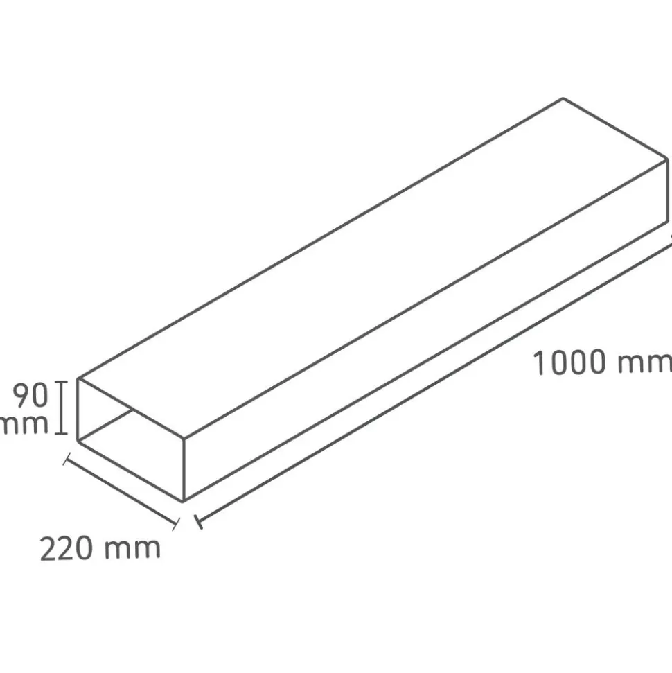 Flachkanal 220 x 90 x 1000 mm